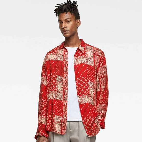 Red bandana shirt long sleeve Clearance